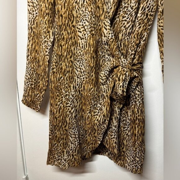 NWT Reformation Brooke Animal Instinct Leopard Wrap Puff Long Sleeve Dress XS - Picture 6 of 16